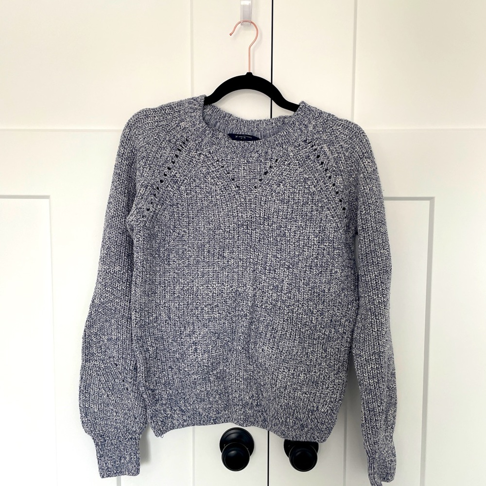 Blue and white Denver Hayes knit sweater